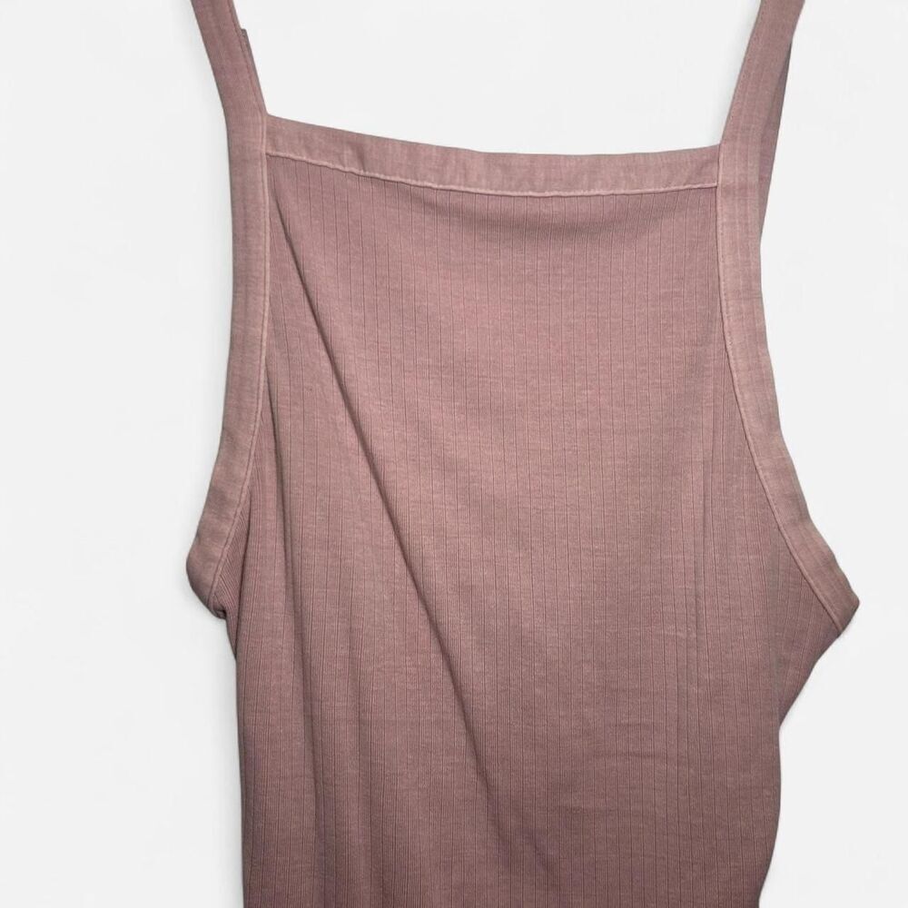 Free People Set Up Pale Pink Ribbed Square Neck Tank Top Soft Boho Crop XS - Picture 4 of 7